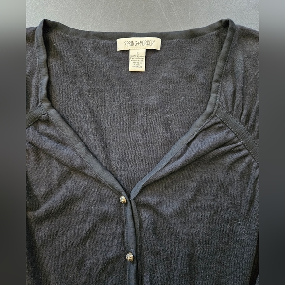 NWOT - Spring+Mercer Black Cotton Single Ply Cropped Sweater - Size L - Picture 6 of 9